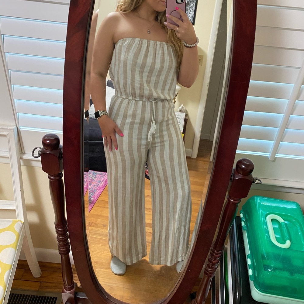 Dang/khaki color stripe jumpsuit
